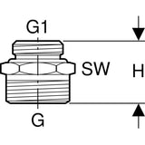 Geberit Übergang Eurokonus, mit Außengewinde: CW617N, G=3/4″, G1=1/2″