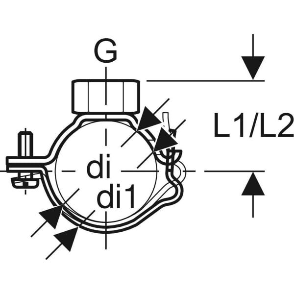 Rohrschelle mit Gewindemuffe G 1/2", verstellbar