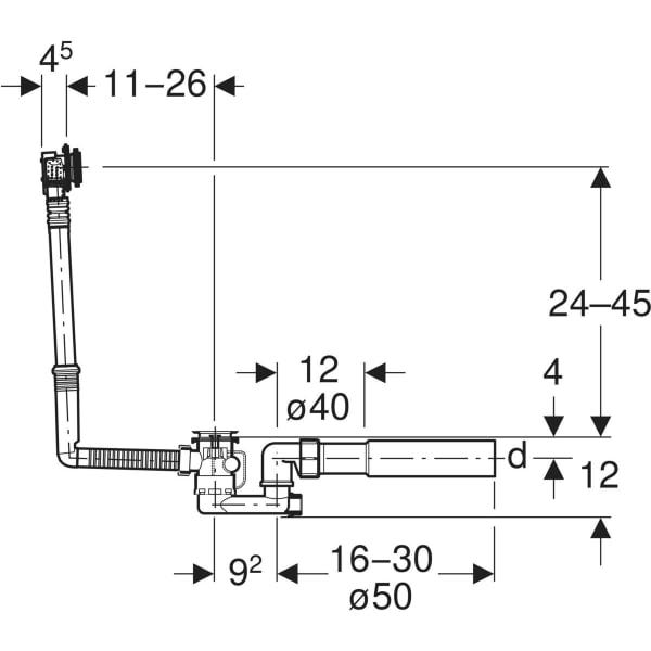 GEBERIT Badewannenablauf Rohbau-Set UNIVERSAL TOP