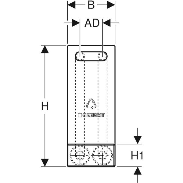 Geberit Mepla Anschlussbox Typ C: PE-RT II / Al / PE-RT II, d=16mm, AD=5cm