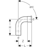 Geberit Mapress Edelstahl Bogen mit Einschubende (LABS-frei), 90°