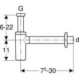 Geberit Tauchrohrgeruchsverschluss für Waschbecken, Abgang horizontal, ABS, hochglanz-verchromt
