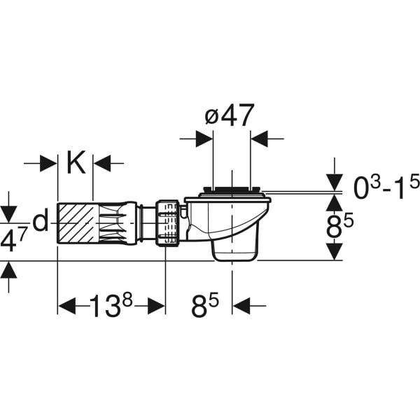 Geberit Duschwannenablauf für Duschwannen mit Ventilloch ø 52 mm, DN 50, Polyethylen (PE)