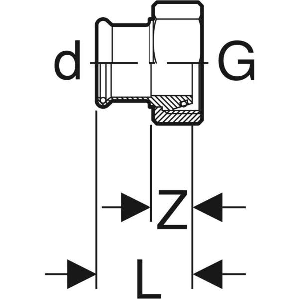 Geberit Mapress Kupfer Übergang mit Überwurfmutter (Gas): CW602N, d=28mm, G=1 3/8″