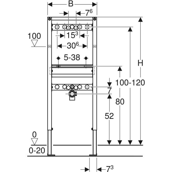 Geberit Duofix Element für WT, 130 cm für AP-Armatur