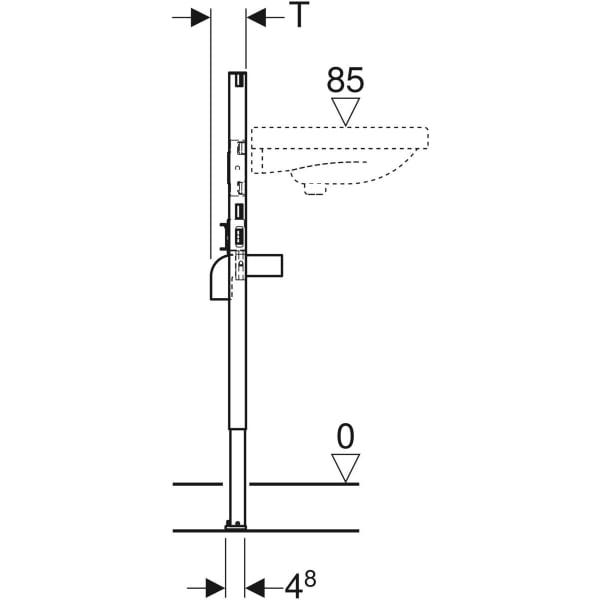 Geberit Duofix Element für WT, 82-98 cm für Standarmatur