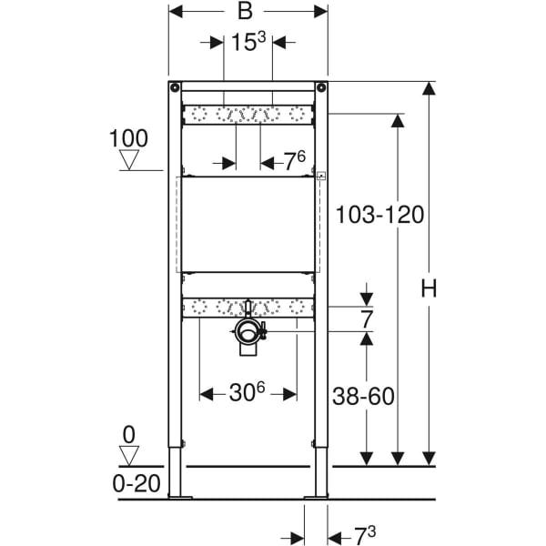 Geberit Duofix Element für Ausgussbecken, 130 cm, Wandarmatur AP