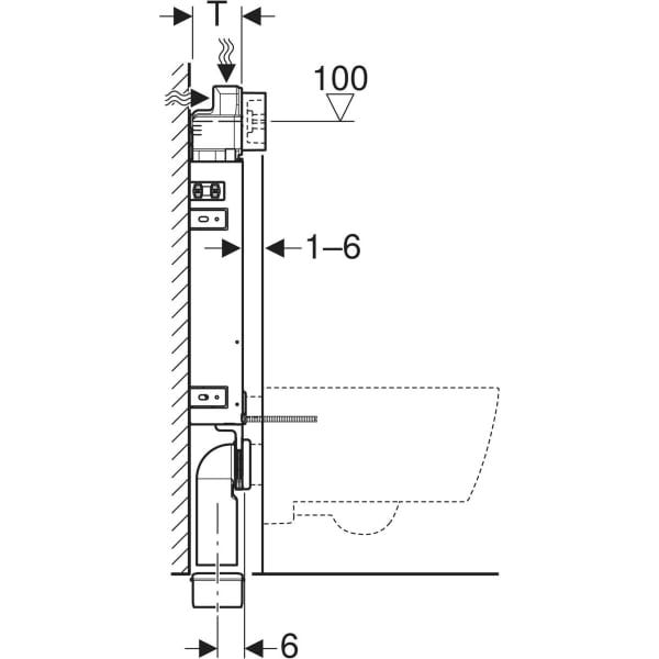 Geberit KombifixBasic Element für Wand-WC, 108 cm, mit Delta UP-Spülkasten 12 cm