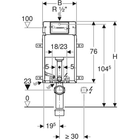 Geberit KombifixBasic Element für Wand-WC, 108 cm, mit Delta UP-Spülkasten 12 cm