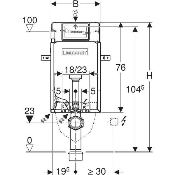 Geberit KombifixBasic Element für Wand-WC, 108 cm, mit Delta UP-Spülkasten 12 cm