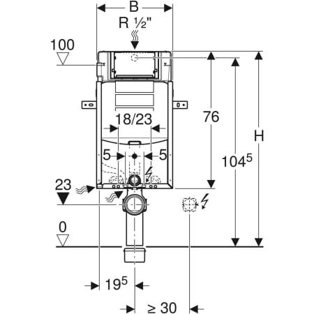 Geberit Kombifix Element für Wand-WC, mit Omega UP-Spülkasten 12 cm