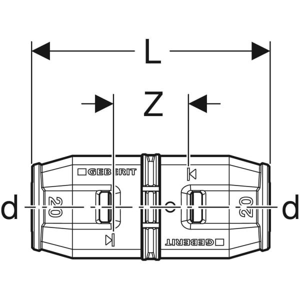 Geberit PushFit Kupplung: PVDF, d=20mm