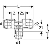 PushFit T-Stück reduziert PVDF 90°