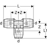 PushFit T-Stück (PVDF), 90°