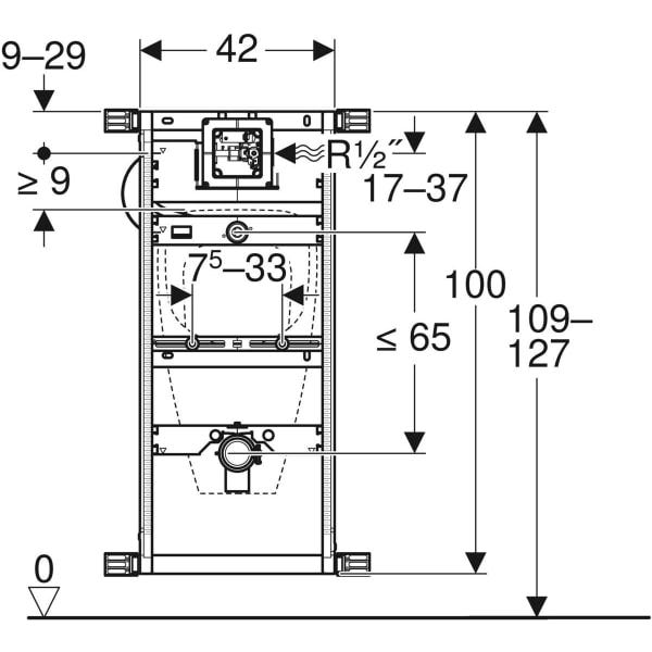 Geberit Kombifix Element für Urinal, 109–127 cm, universell