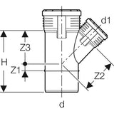Geberit Silent-PP Abzweig 45°: d=90mm, d1=50mm