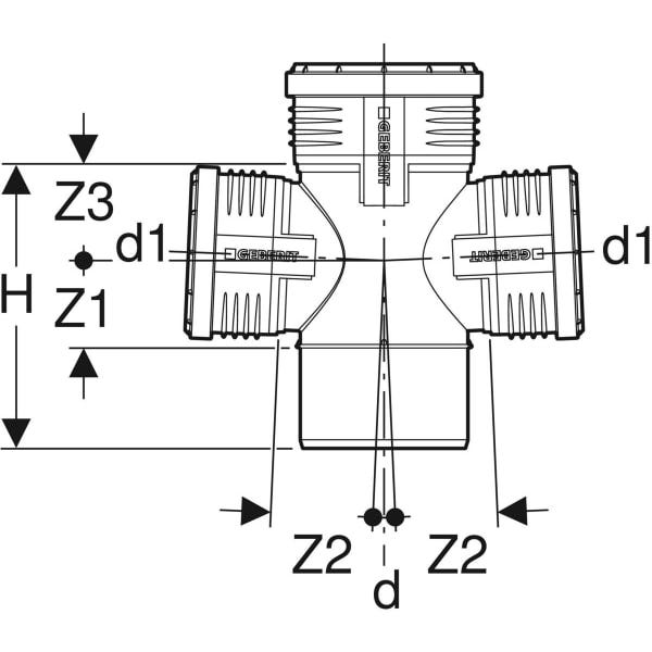 Geberit Silent-PP Abzweig 87,5° zweifach: d=125mm, d1=110mm
