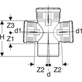 Geberit Silent-PP Abzweig 87,5° zweifach: d=125mm, d1=110mm
