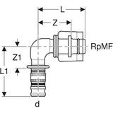 Geberit Mepla Übergangswinkel 90° mit MasterFix