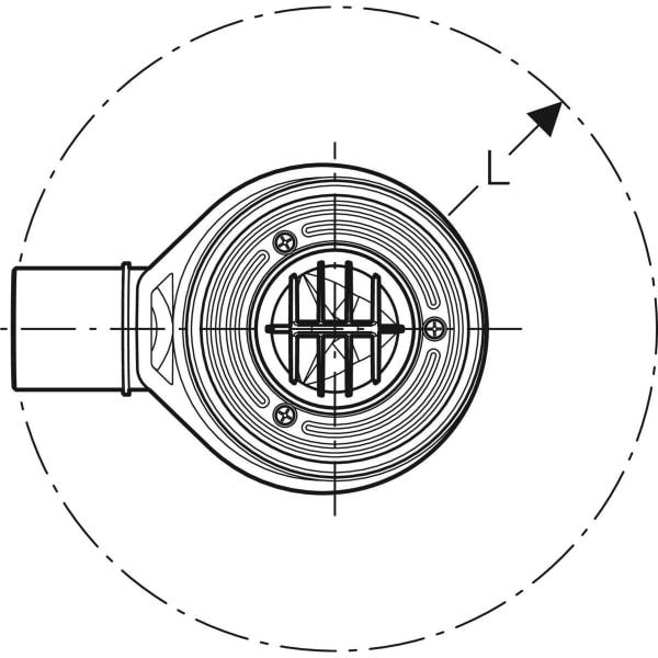 Geberit Duschwannenablauf d90, Sperrwasserhöhe 50 mm, Abgang aus PP: d=50mm, Anschlussstutzen=PP