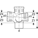 Geberit Silent-Pro Schachtbogenabzweig rechts 4-Anschluss-Fitting