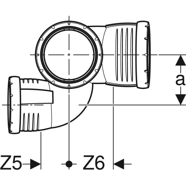 Geberit Silent-Pro Schachtbogenabzweig rechts 4-Anschluss-Fitting