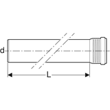 Geberit Silent-Pro Rohr mit Muffe: d=75mm, L=50cm