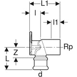 Geberit Mapress Kupfer Anschlusswinkel 90°: CC499K