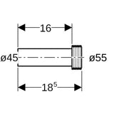Geberit Spülbogenverlängerung mit Manschette: d=45mm, L=18.5cm, granitgrau