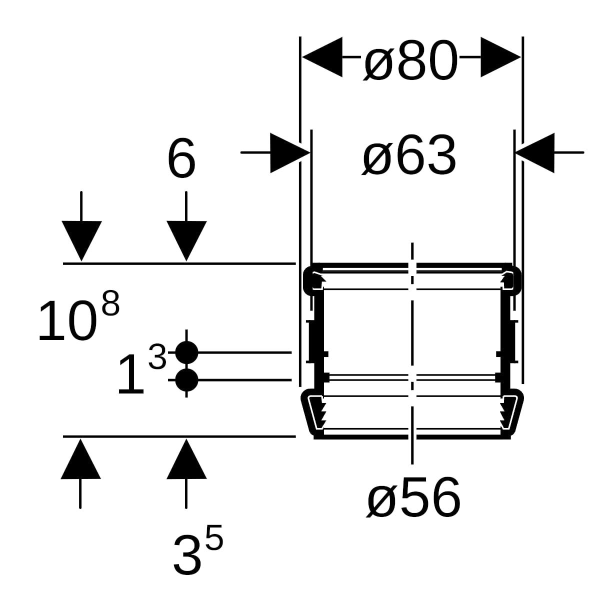 Geberit Silent-db20 Stütz- und Dehnmuffe