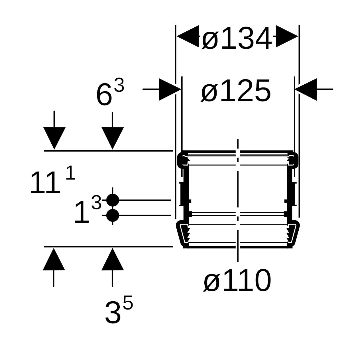 Geberit Silent-db20 Stütz- und Dehnmuffe