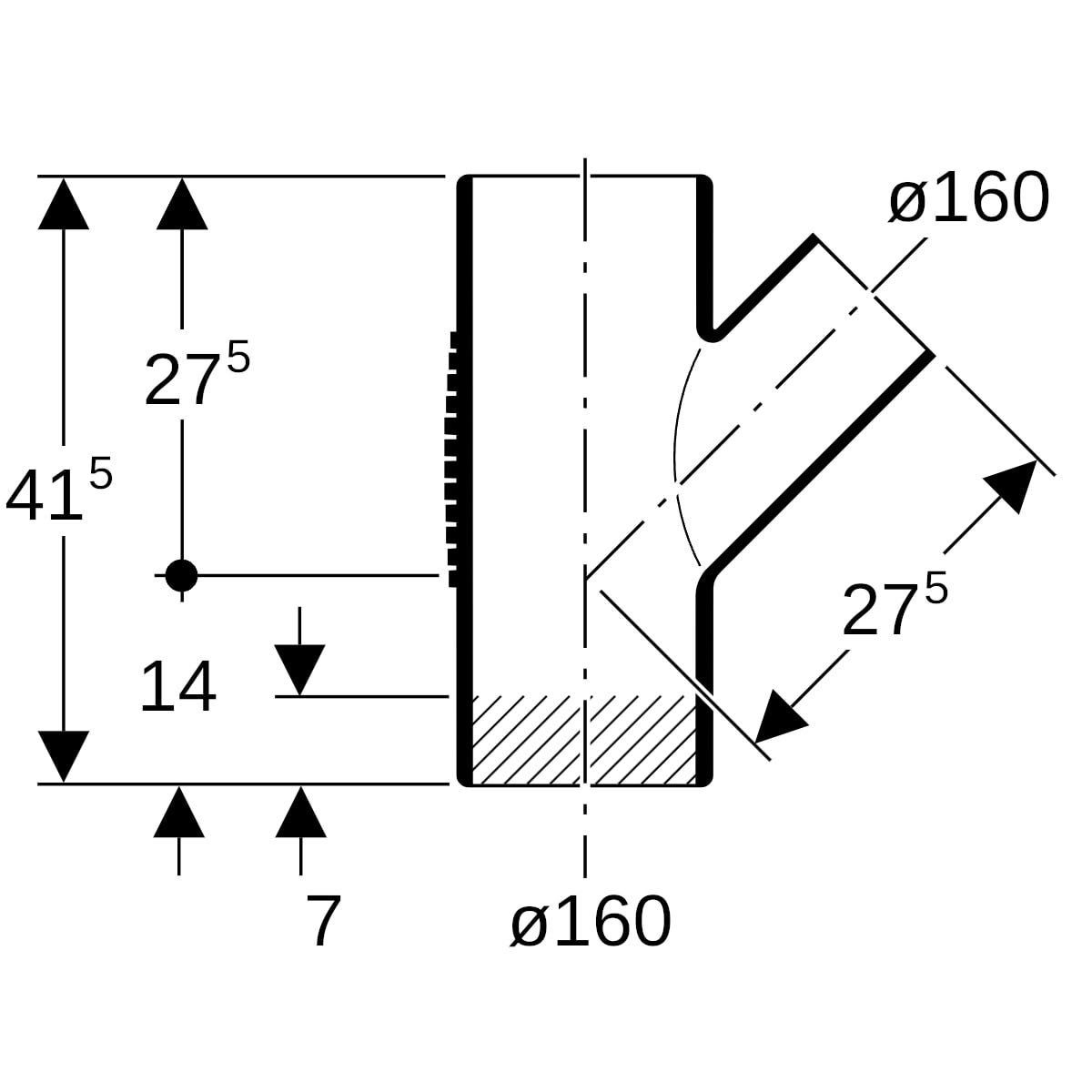 Geberit Silent-db20 Abzweig 45° T-Stück aus Polyethylen (PE), schwarz, systemgebunden