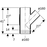 Geberit Silent-db20 Abzweig 45° T-Stück aus Polyethylen (PE), schwarz, systemgebunden