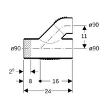 Geberit Silent-db20 Parallelabzweig 45° aus Polyethylen (PE) mit Kunststoffschweißenden Anschlüssen