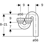 Geberit Rohrbogengeruchsverschluss für Ausgussbecken, mit Quetschverschraubung, schwarz, aus Kunststoff (Polyethylen (PE))