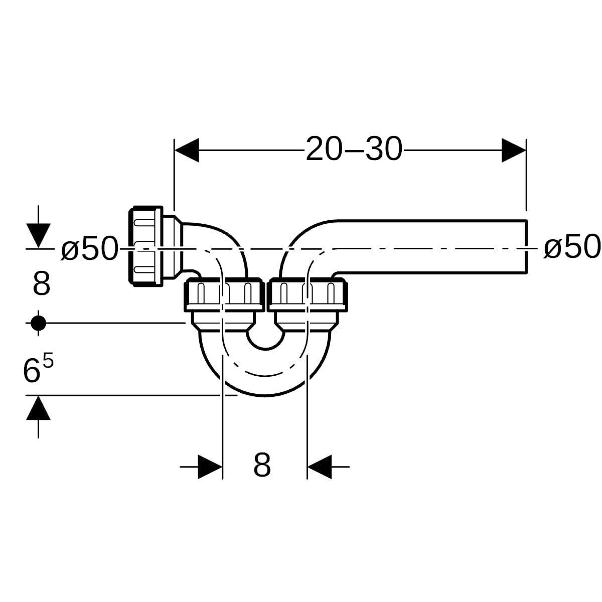 Geberit Rohrbogengeruchsverschluss für Ausgussbecken, mit Quetschverschraubung, schwarz, aus Kunststoff (Polyethylen (PE))