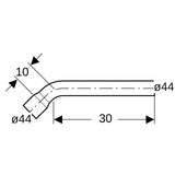 Geberit Spülbogenverlängerung 45°, 30 x 10 cm, mit Steckmuffe: d=44mm, weiß-alpin