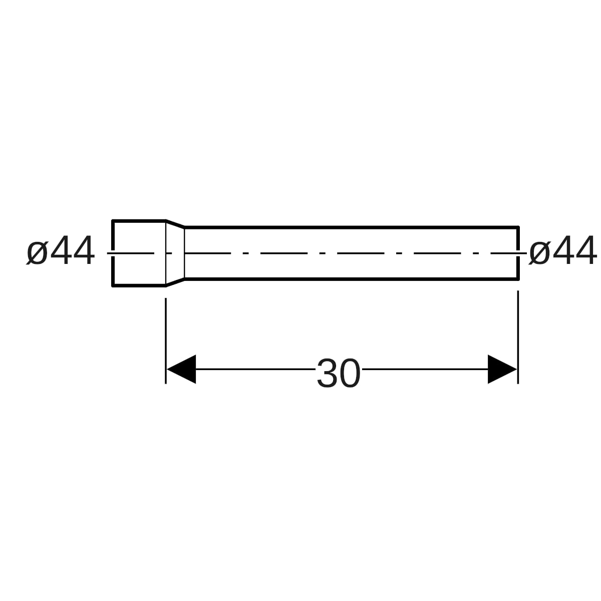 Geberit Spülbogenverlängerung gerade, mit Steckmuffe: bahamabeige, L=30cm