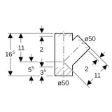 Geberit PE Abzweig 45°: d=50mm, d1=50mm