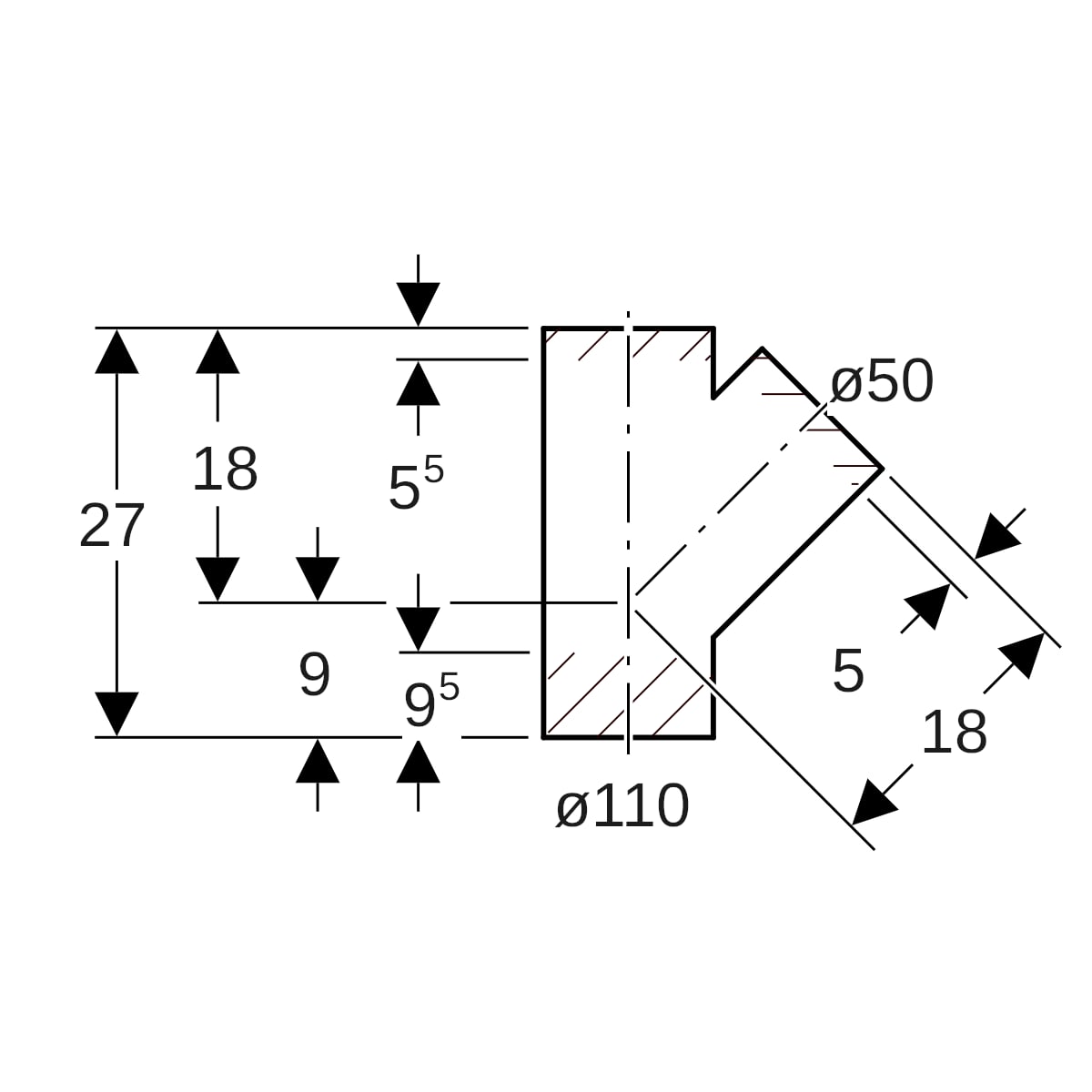 Geberit PE Abzweig 45°