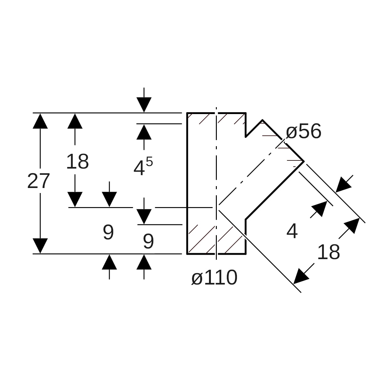 Geberit PE Abzweig 45°