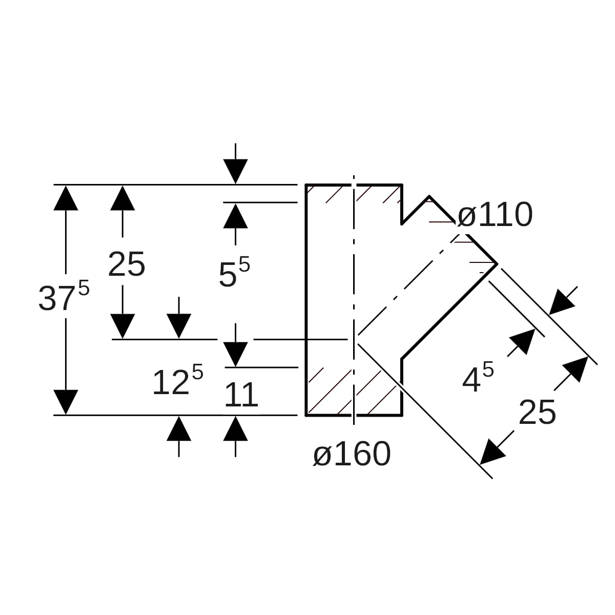 Geberit PE Abzweig 45°