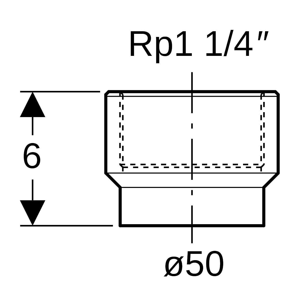 PE Gewindestück mit Innengewinde DN 50/ DN 32 (1 1/4") IG