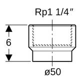 PE Gewindestück mit Innengewinde DN 50/ DN 32 (1 1/4") IG