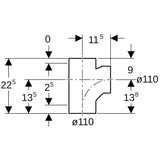 Geberit PE Bogenabzweig 88,5°: d=110mm, d1=110mm
