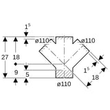 Geberit PE Abzweig 45° zweifach: d=110mm, d1=110mm