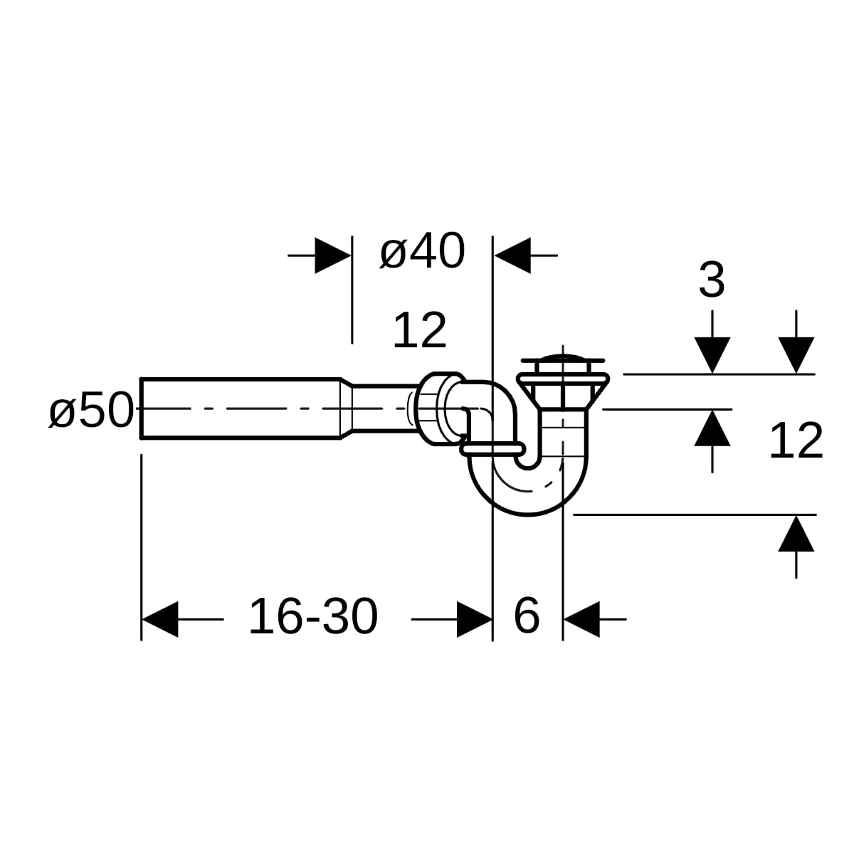 Geberit Duschwannenablauf für Duschwannen mit Ventilloch ø 52 mm, DN 50, Polyethylen (PE)