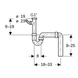 Geberit Rohrbogengeruchsverschluss für Spülbecken, mit Winkelschlauchtülle, Abgang vertikal: d=50mm, G=1 1/2″, weiß-alpin