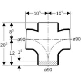 GEBERIT db20 Bogenabzweig zweif. 88,5/180 Grad, DN 90 (d 90 mm)