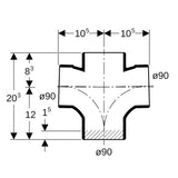 GEBERIT db20 Bogenabzweig zweif. 88,5/180 Grad, DN 90 (d 90 mm)